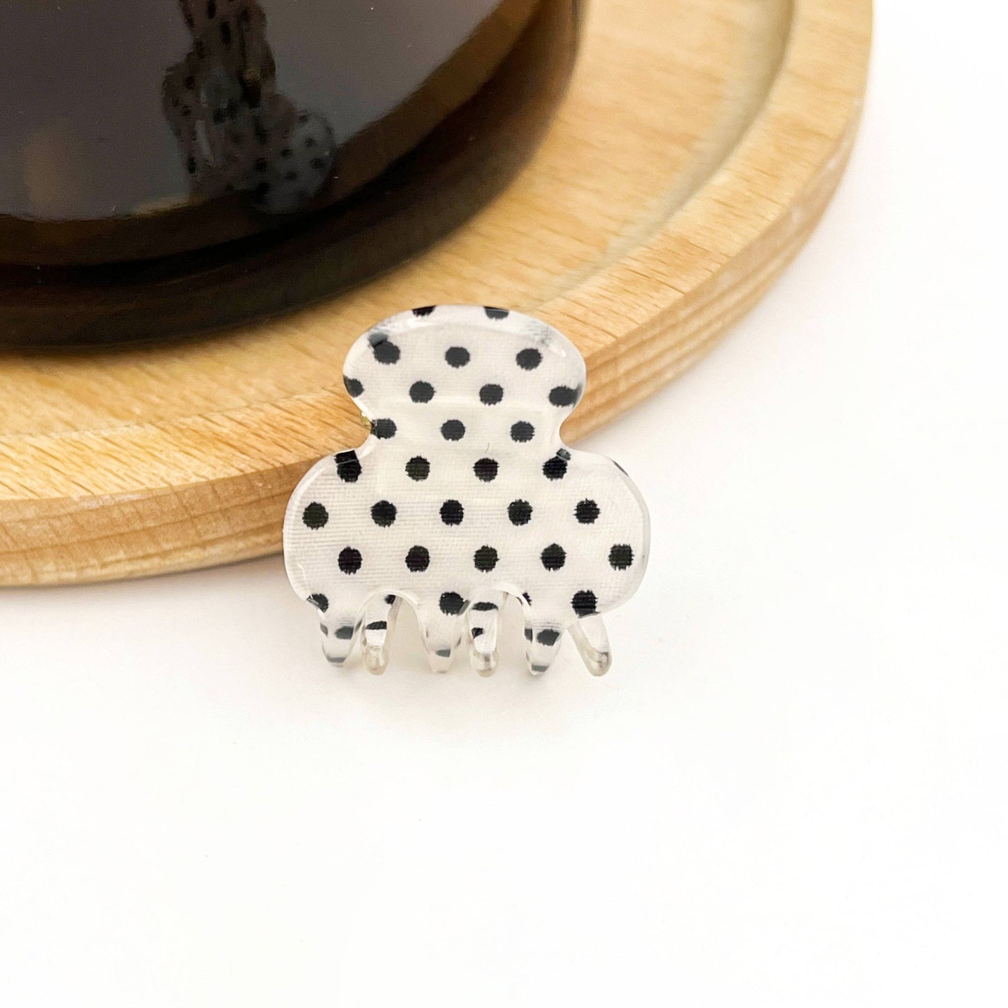 Classic Mini Polka Dot Hair Claw Clip, Cute Small Hair Clip