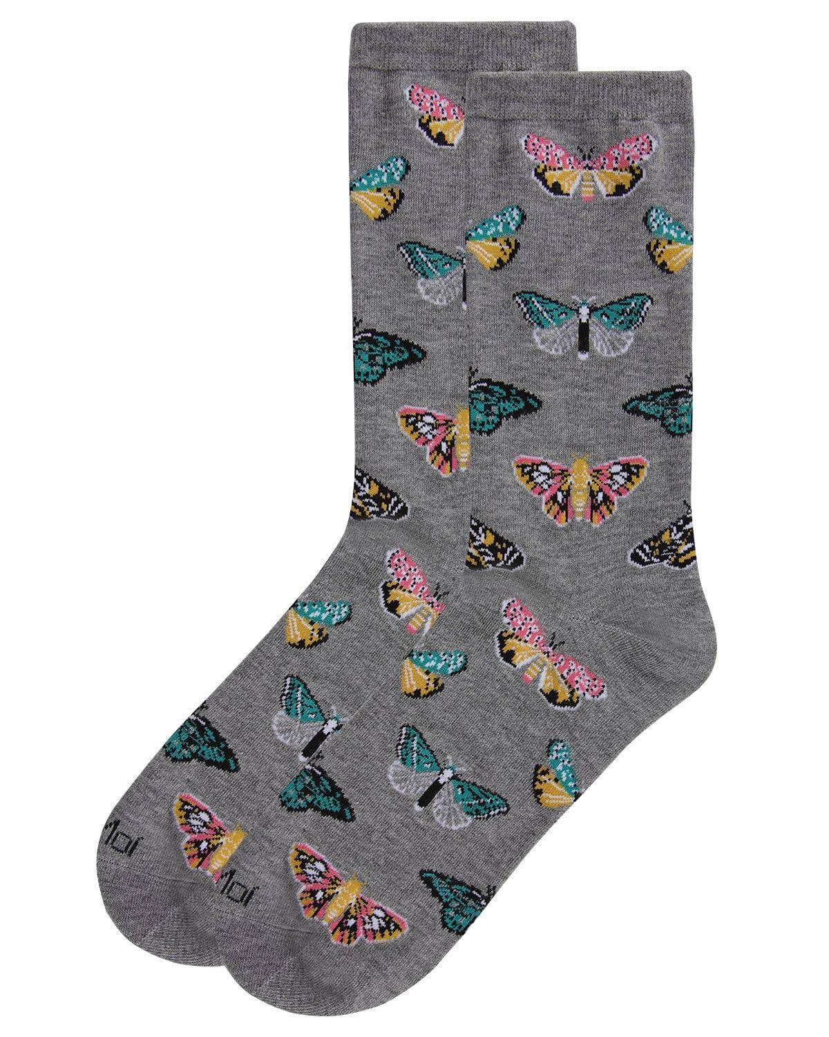 MeMoi Butterfly Bamboo Blend Crew Socks