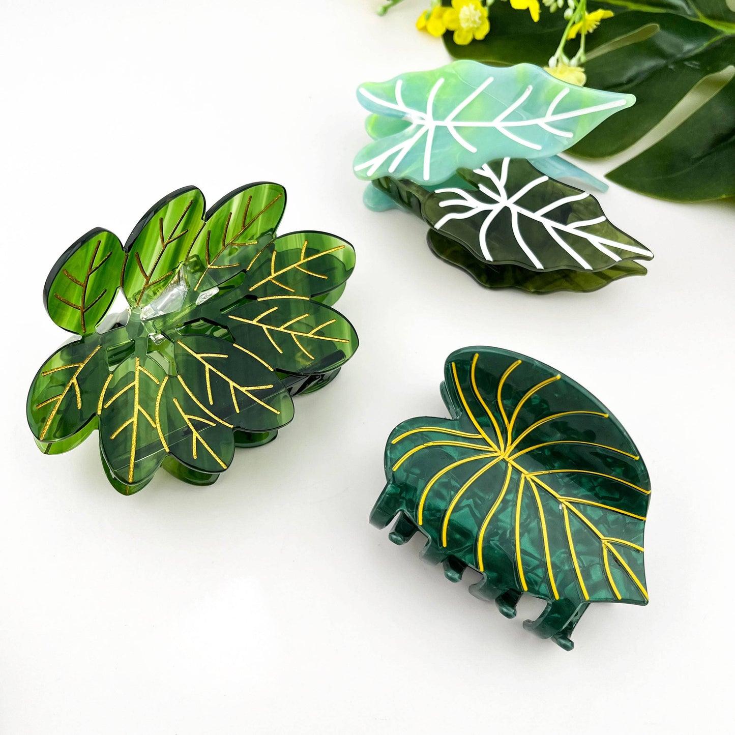 Acetate Leaf Hair Claw Clip, Monstera Leaf Hair Clip