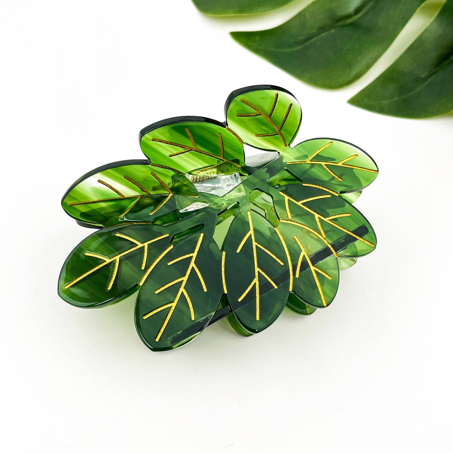 Acetate Leaf Hair Claw Clip, Monstera Leaf Hair Clip
