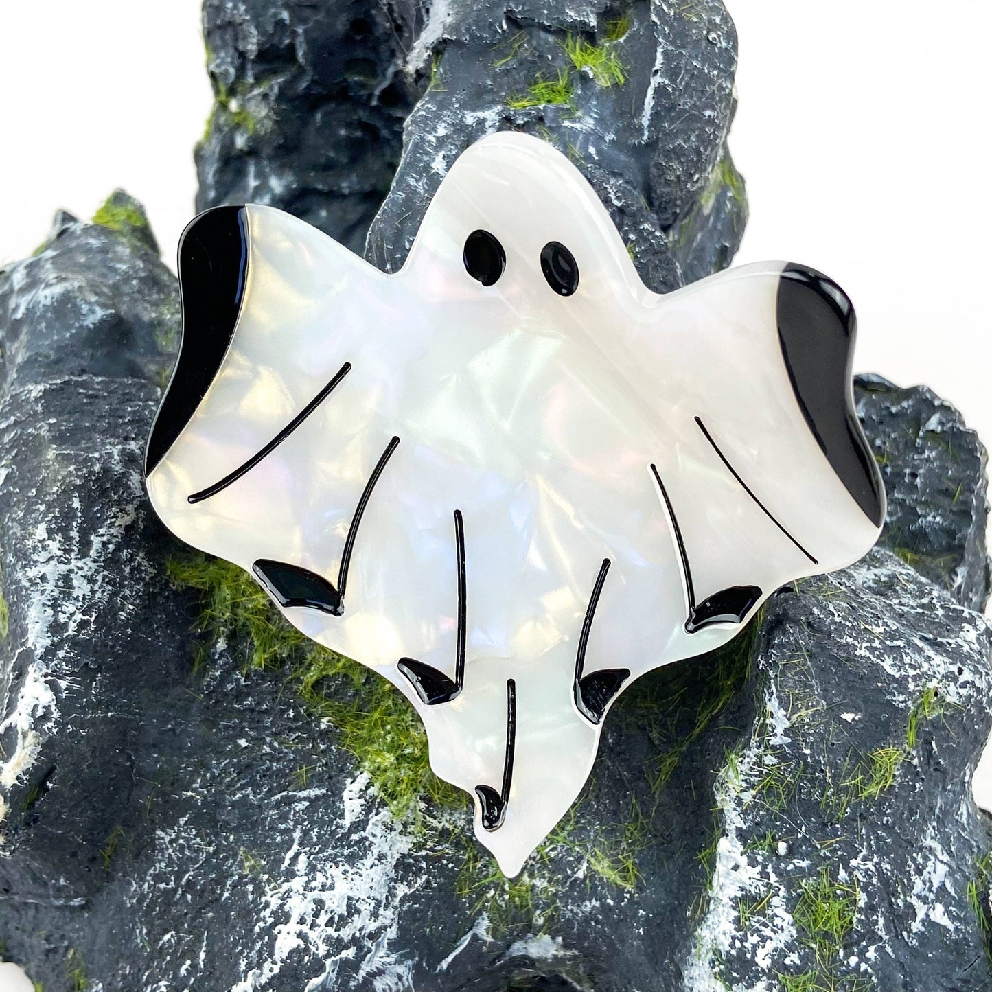 White Ghost Hair Claw Clip, Cute Halloween Hair Clip
