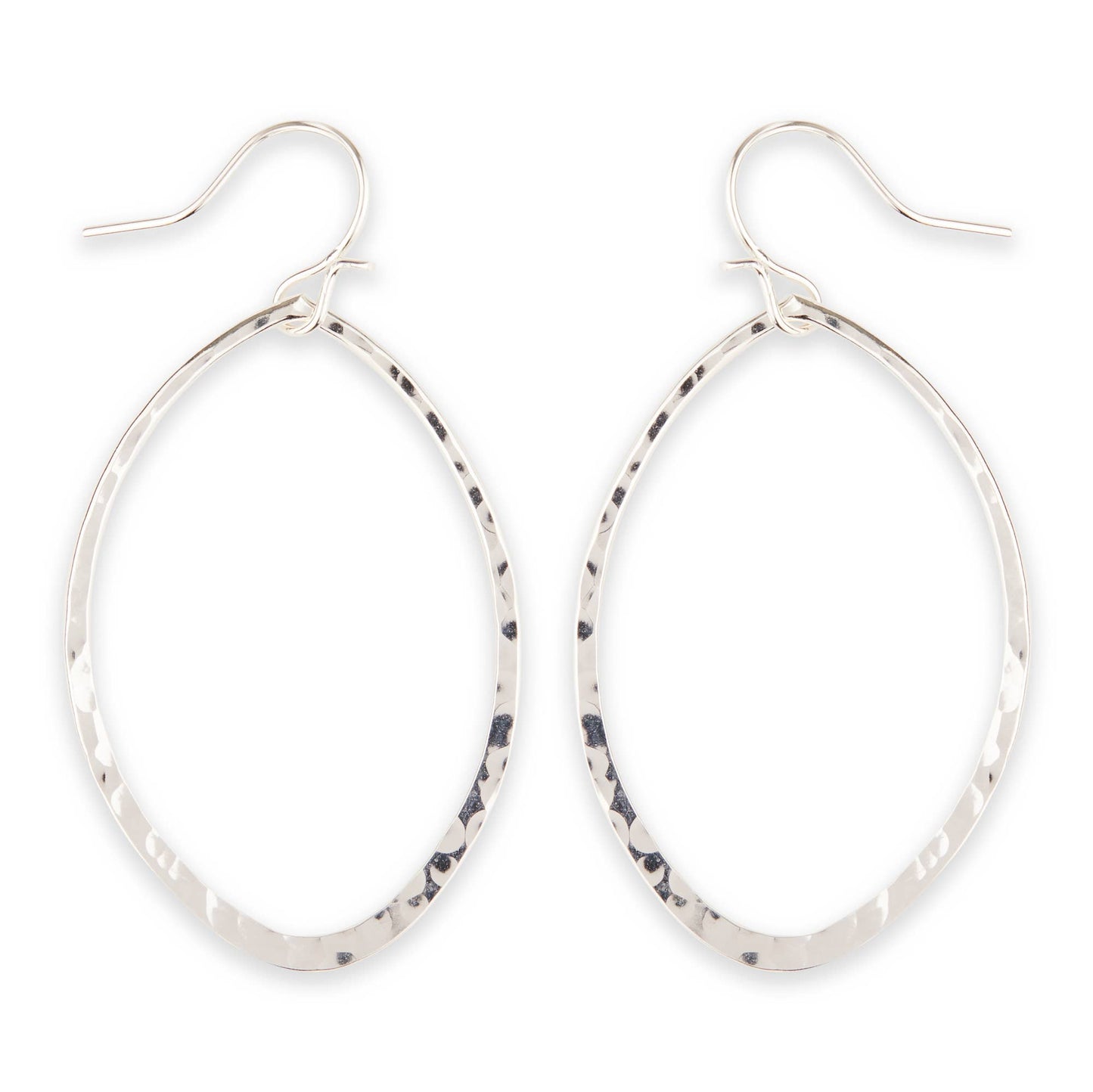 Bold Hammered Oval Link Dangle Earring Sizes 34mm or 48mm