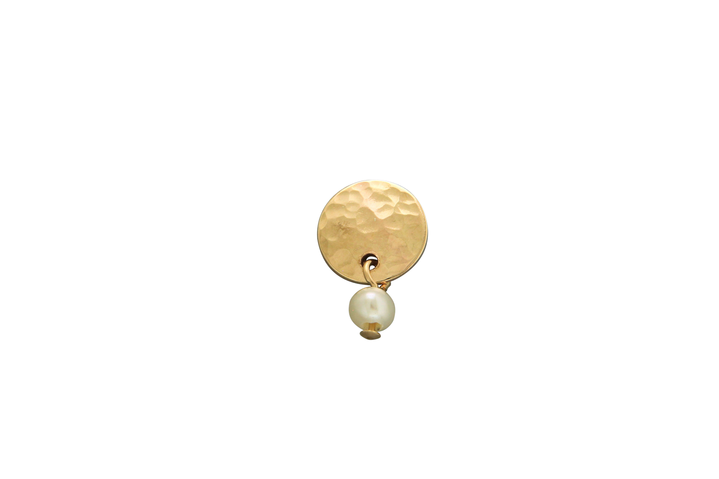 Hammered Disc with Pearl Post Earring