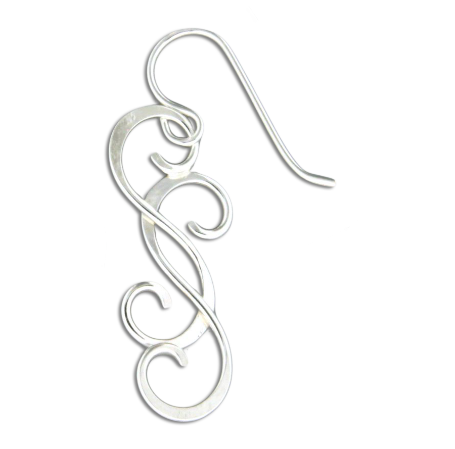Fancy Double Scroll Dangle Earrings