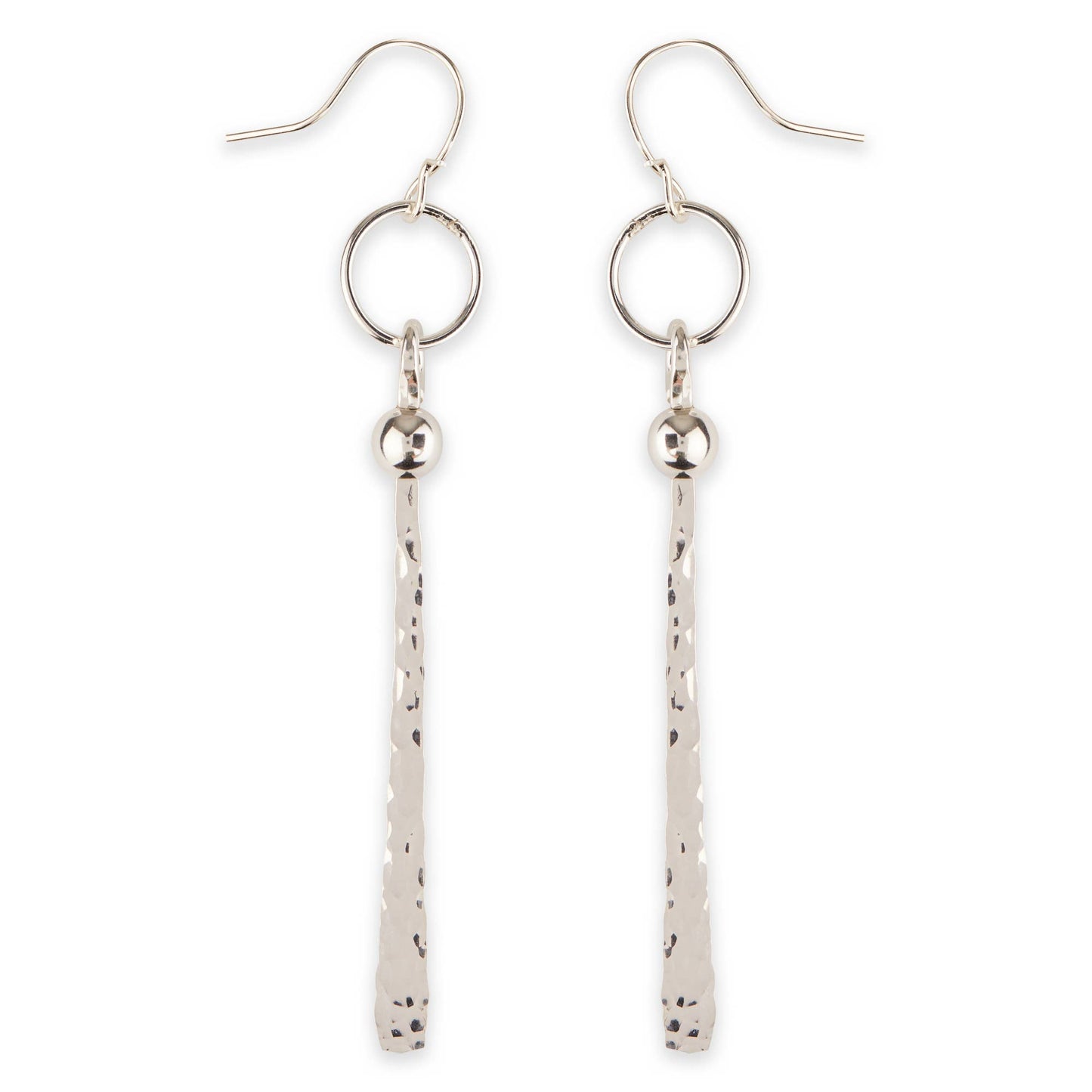 Hammered Paddle with Bead Dangle Earring