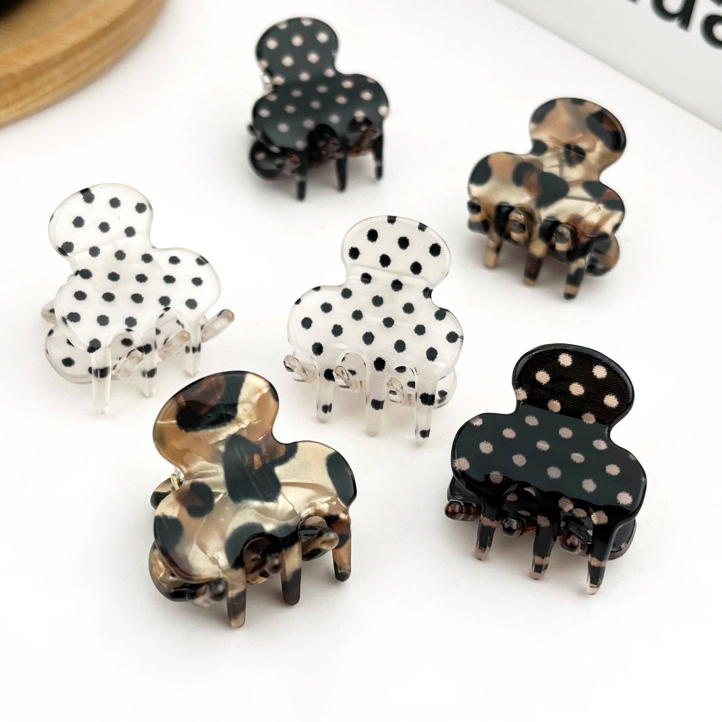 Classic Mini Polka Dot Hair Claw Clip, Cute Small Hair Clip