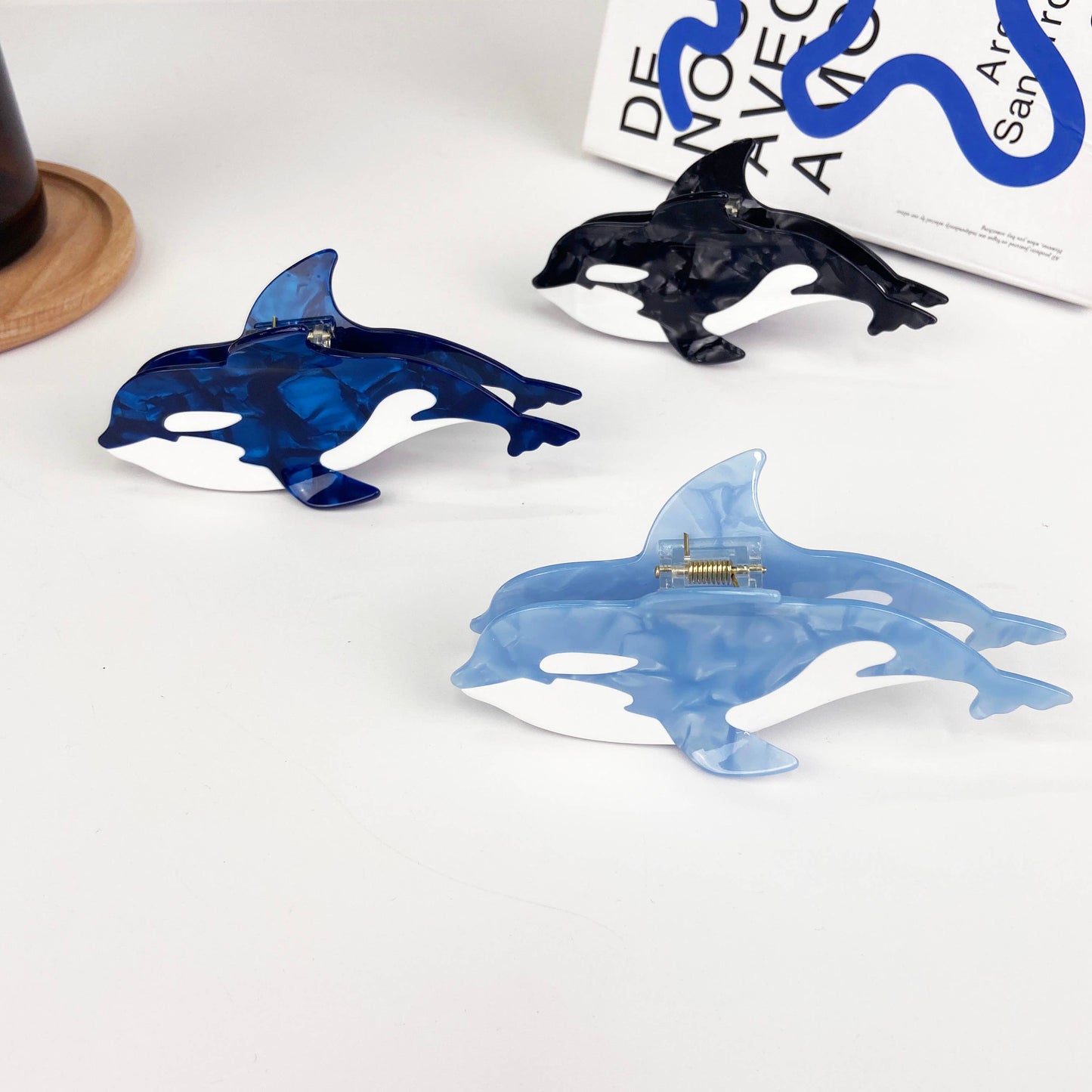 Orca Hair Clips, Marine Life Acetate Claw Clip