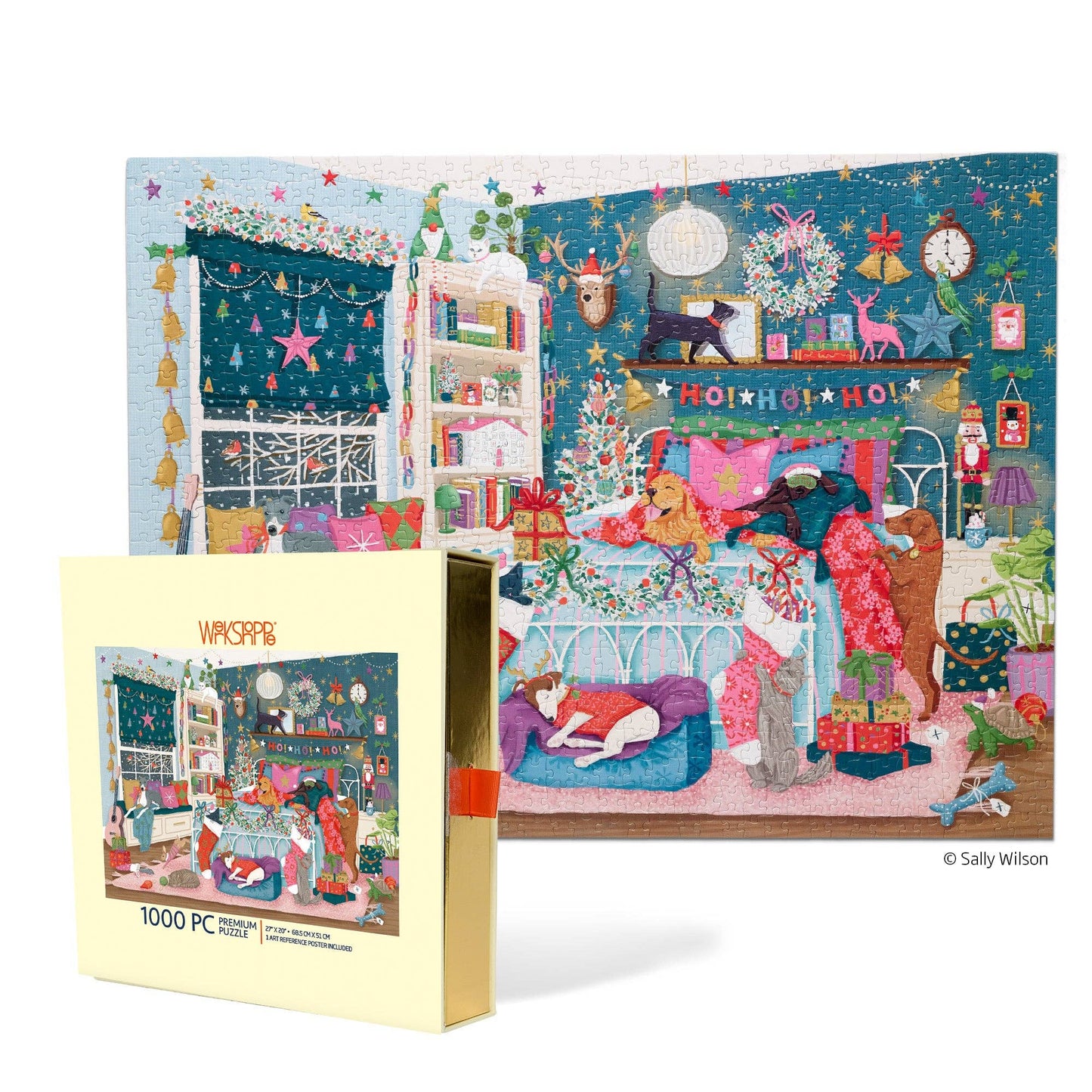 Christmas Morning 1000 Piece Gold Foil Puzzle Holiday Gift