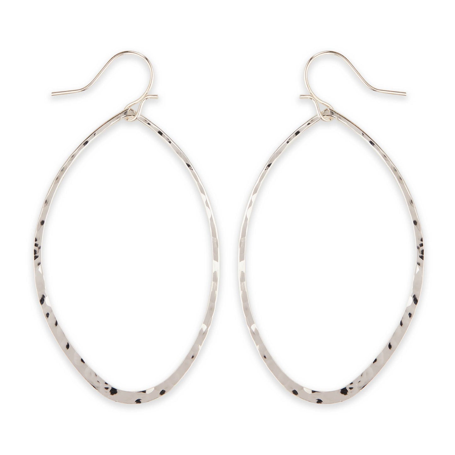 Bold Hammered Oval Link Dangle Earring Sizes 34mm or 48mm