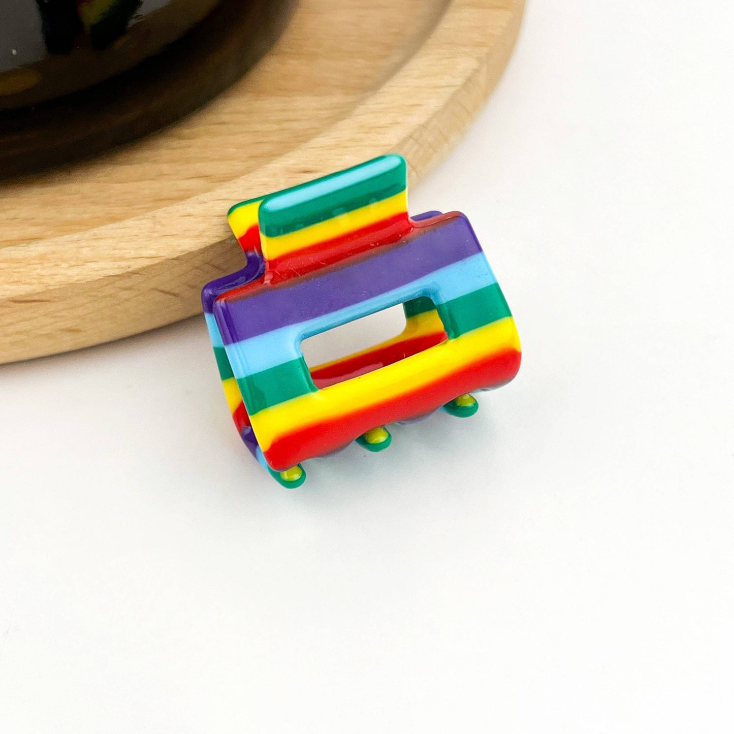 0.98'' Acetate Colorful Striped Mini Hair Claw Clip