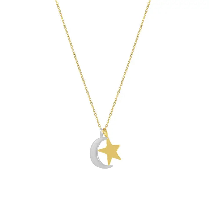 Mixed metal star & Moon neck