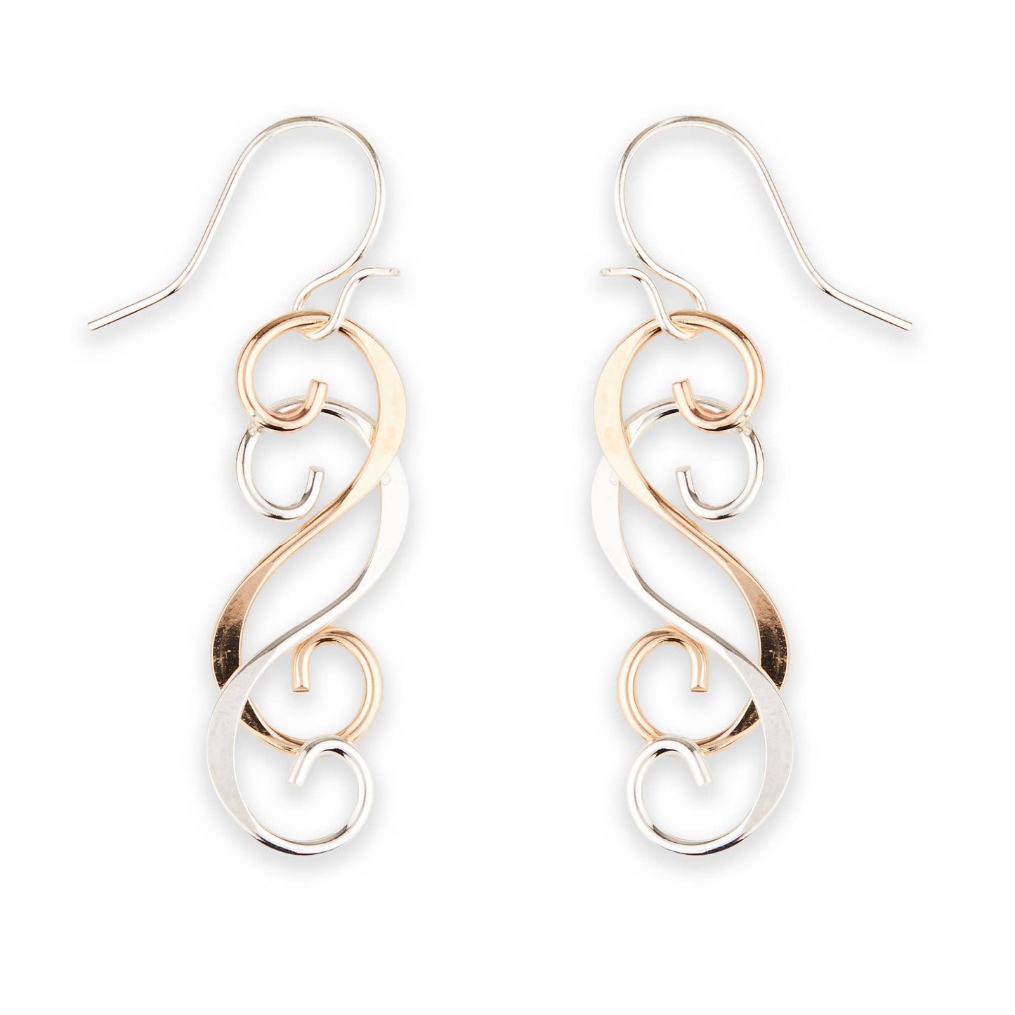 Fancy Double Scroll Dangle Earrings