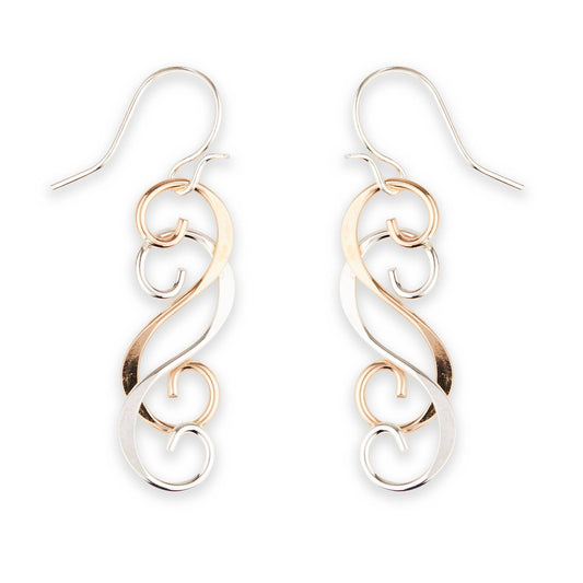 Fancy Double Scroll Dangle Earrings