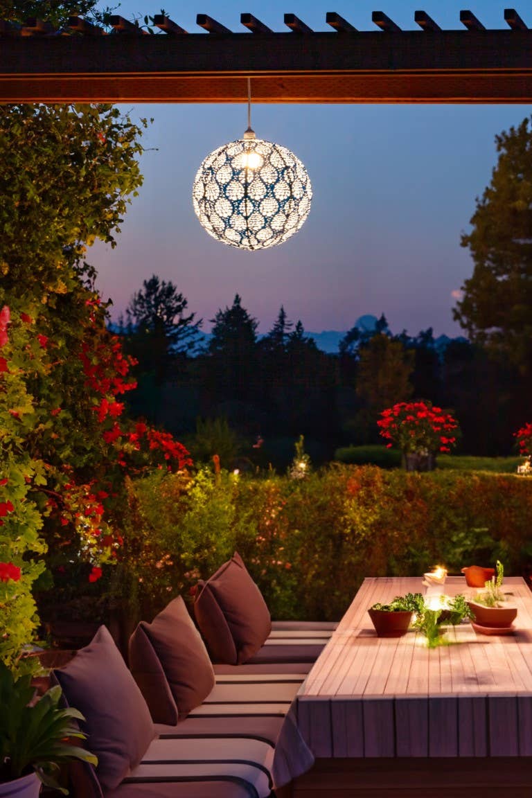 Stella Nova Outdoor Pendent Light - Dewdrop 18" Blue