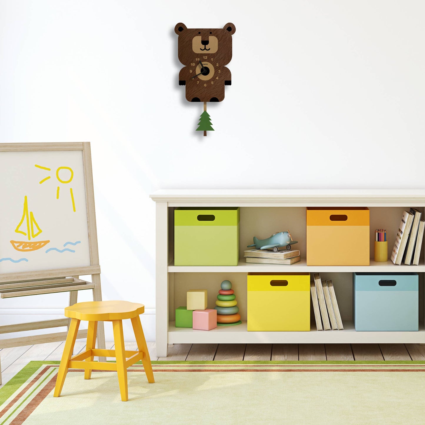 Bear Pendulum Clock - Wood