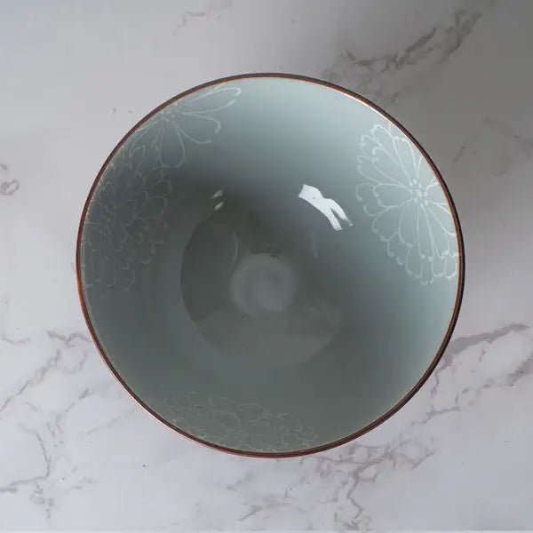 Japanese Botan Cosmos 10oz 4.5"D x 2.5"H Porcelain Rice Bowl