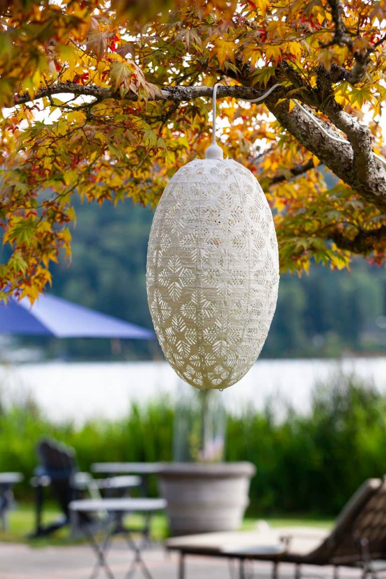 Stella Nova Outdoor Pendent Light- Geo Palm 22" White