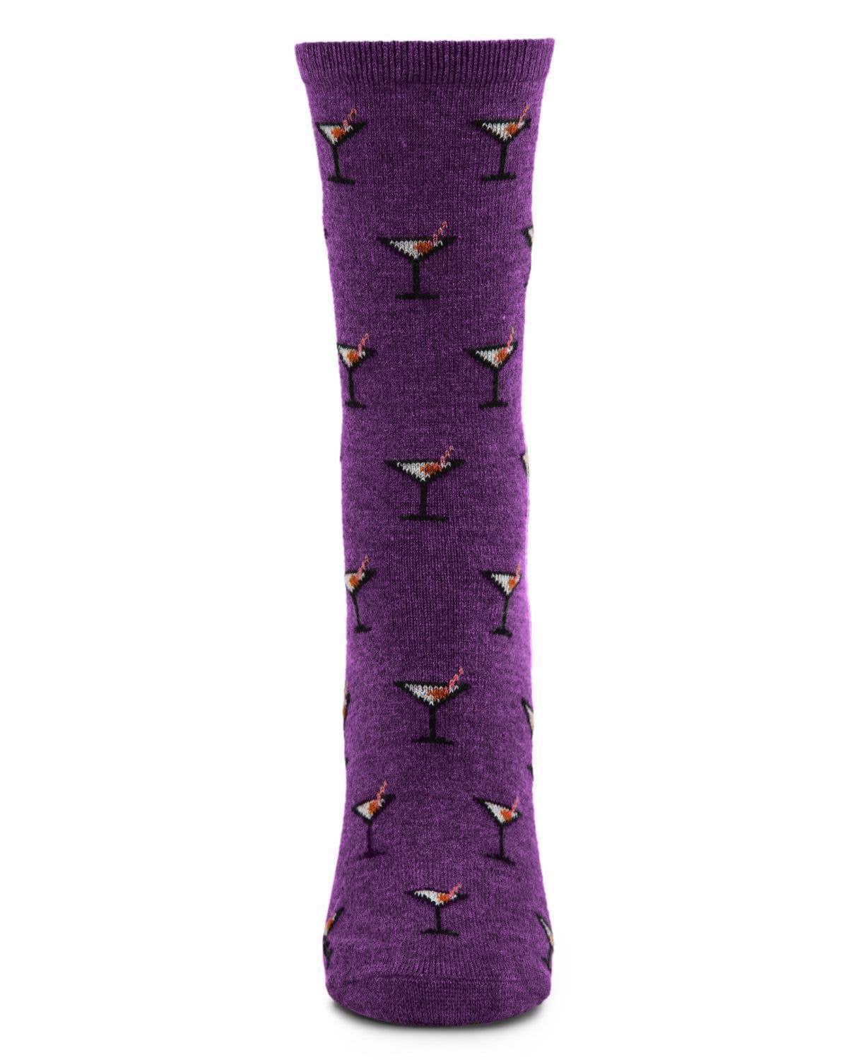 MeMoi Martini Drink Cashmere Blend Crew Socks