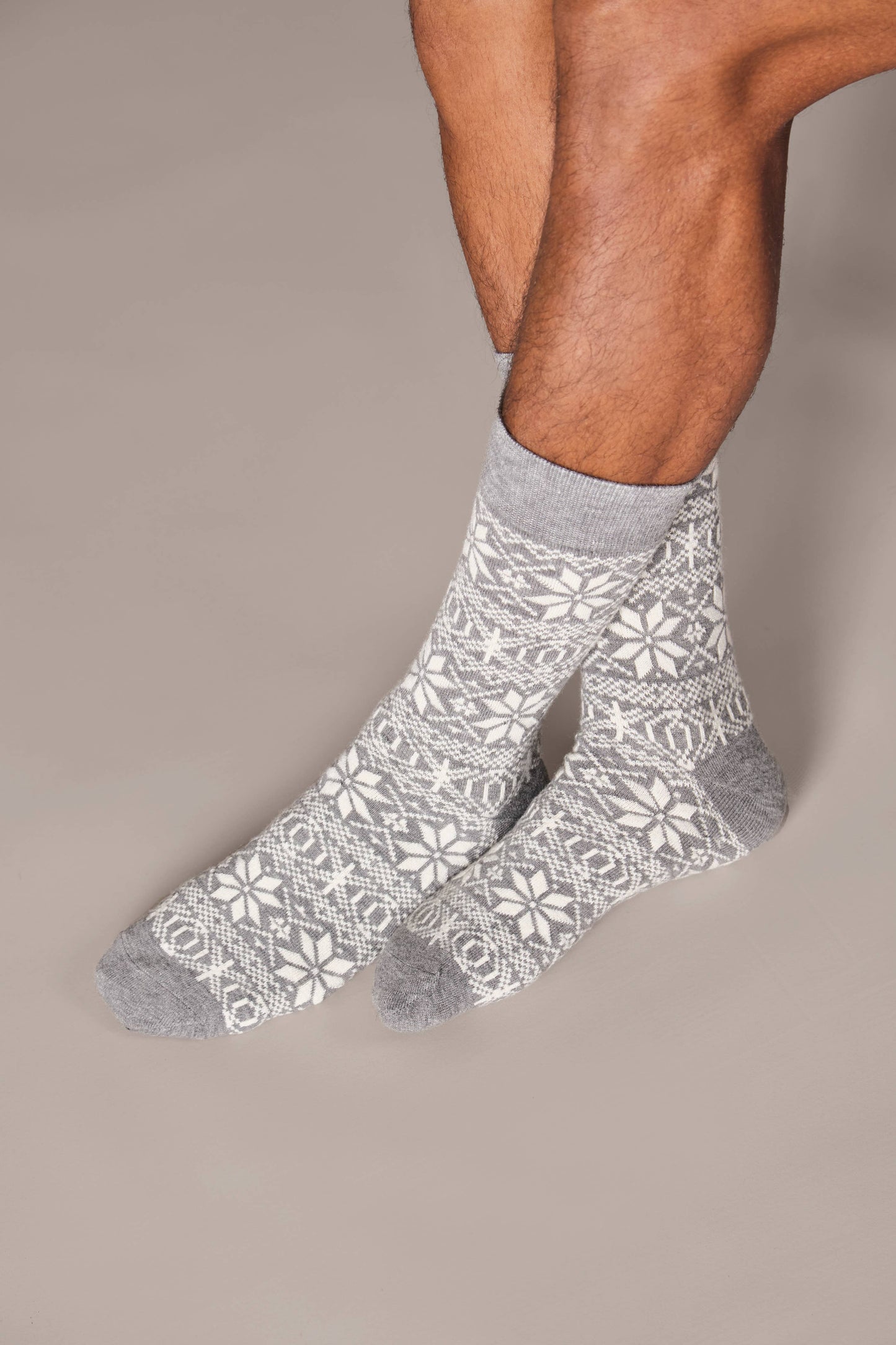 MeMoi Snowflake Cashmere Blend Men's Crew Socks