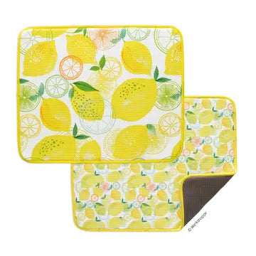 Lemon Plaid Microfiber Dish Drying Mats