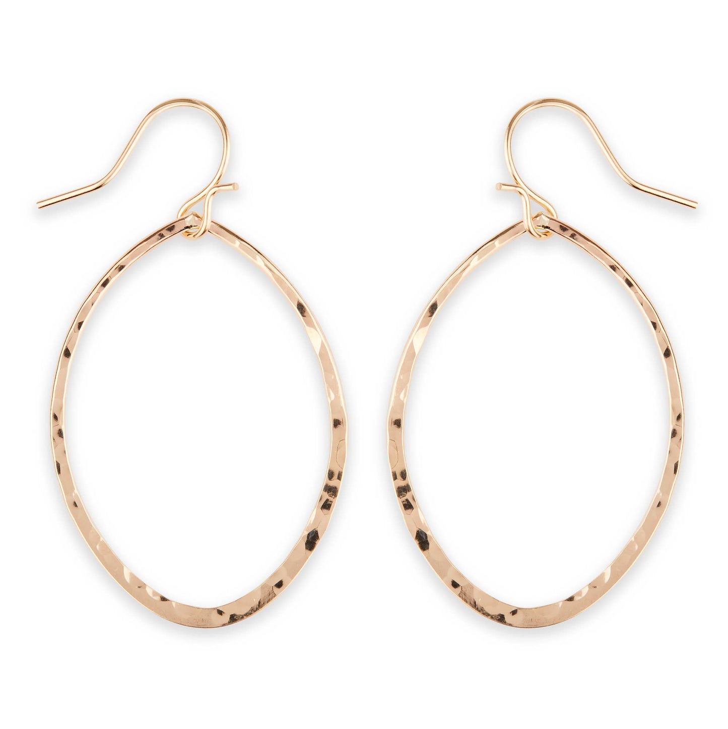 Bold Hammered Oval Link Dangle Earring Sizes 34mm or 48mm