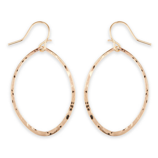 Bold Hammered Oval Link Dangle Earring Sizes 34mm or 48mm