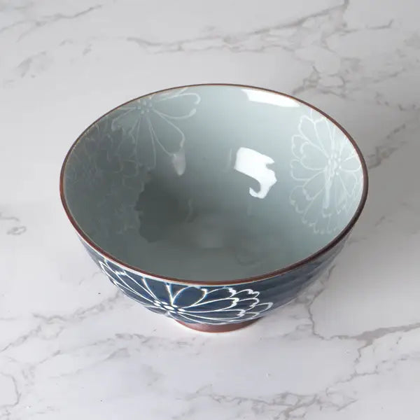 Japanese Botan Cosmos 10oz 4.5"D x 2.5"H Porcelain Rice Bowl