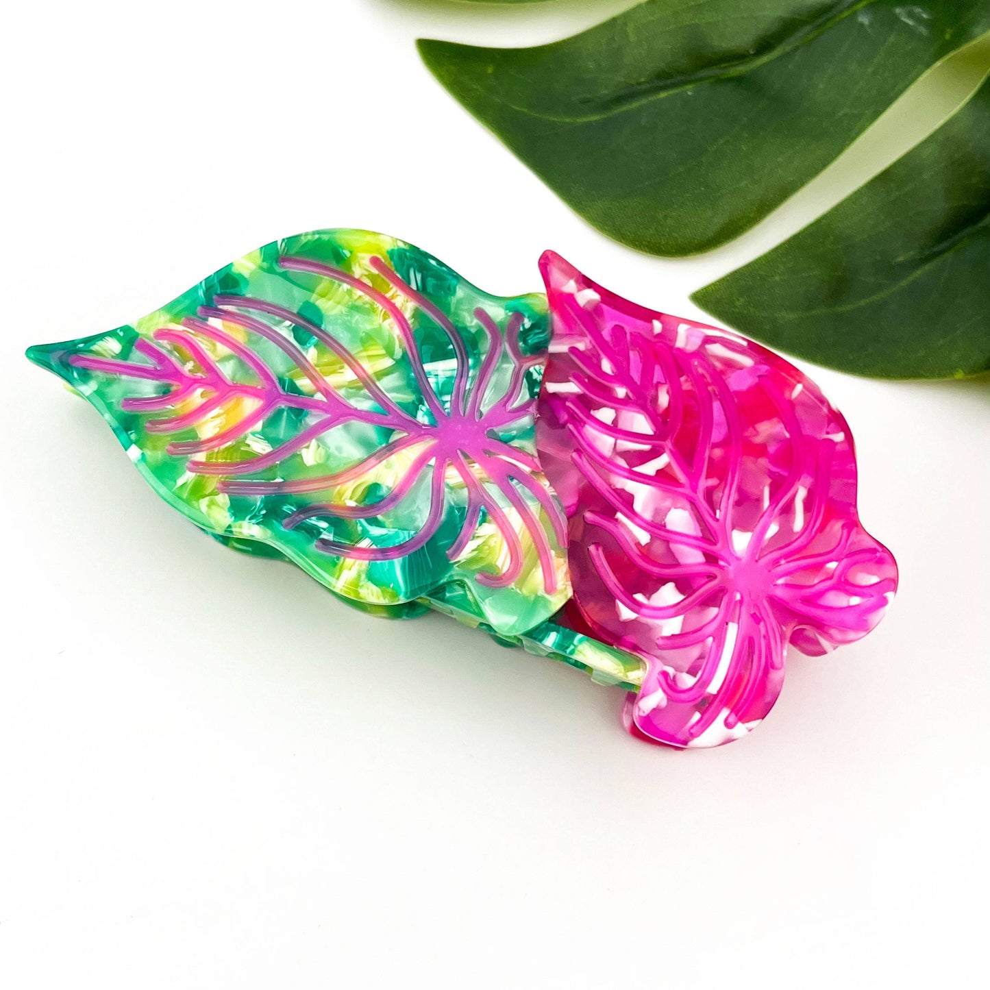 Acetate Leaf Hair Claw Clip, Monstera Leaf Hair Clip