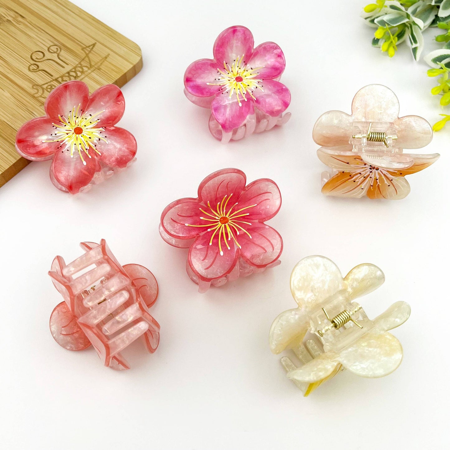 Sweet Plum Blossom Hair Claw Clip