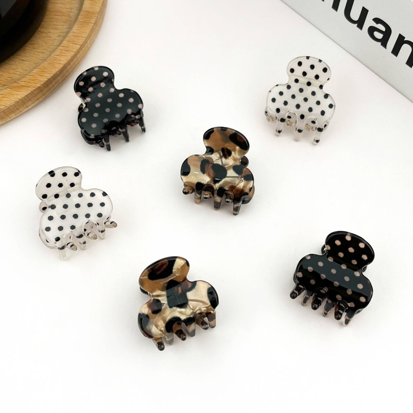 Classic Mini Polka Dot Hair Claw Clip, Cute Small Hair Clip
