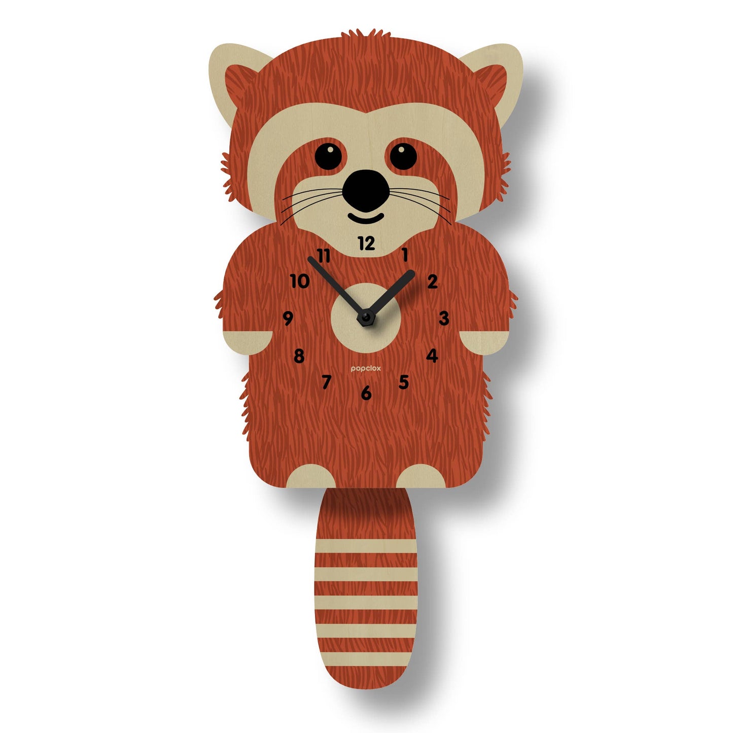 Red Panda Pendulum Clock - Wood