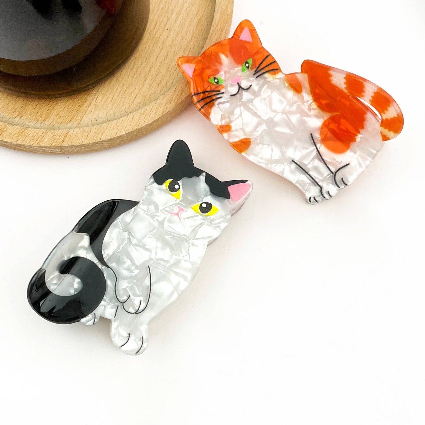 Cow Cat & Orange Cat Hair Clips, Cute Animal Claw Clip