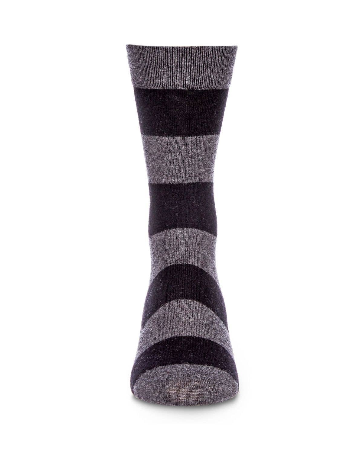 MeMoi Mens Striped Cashmere Blend Crew Socks