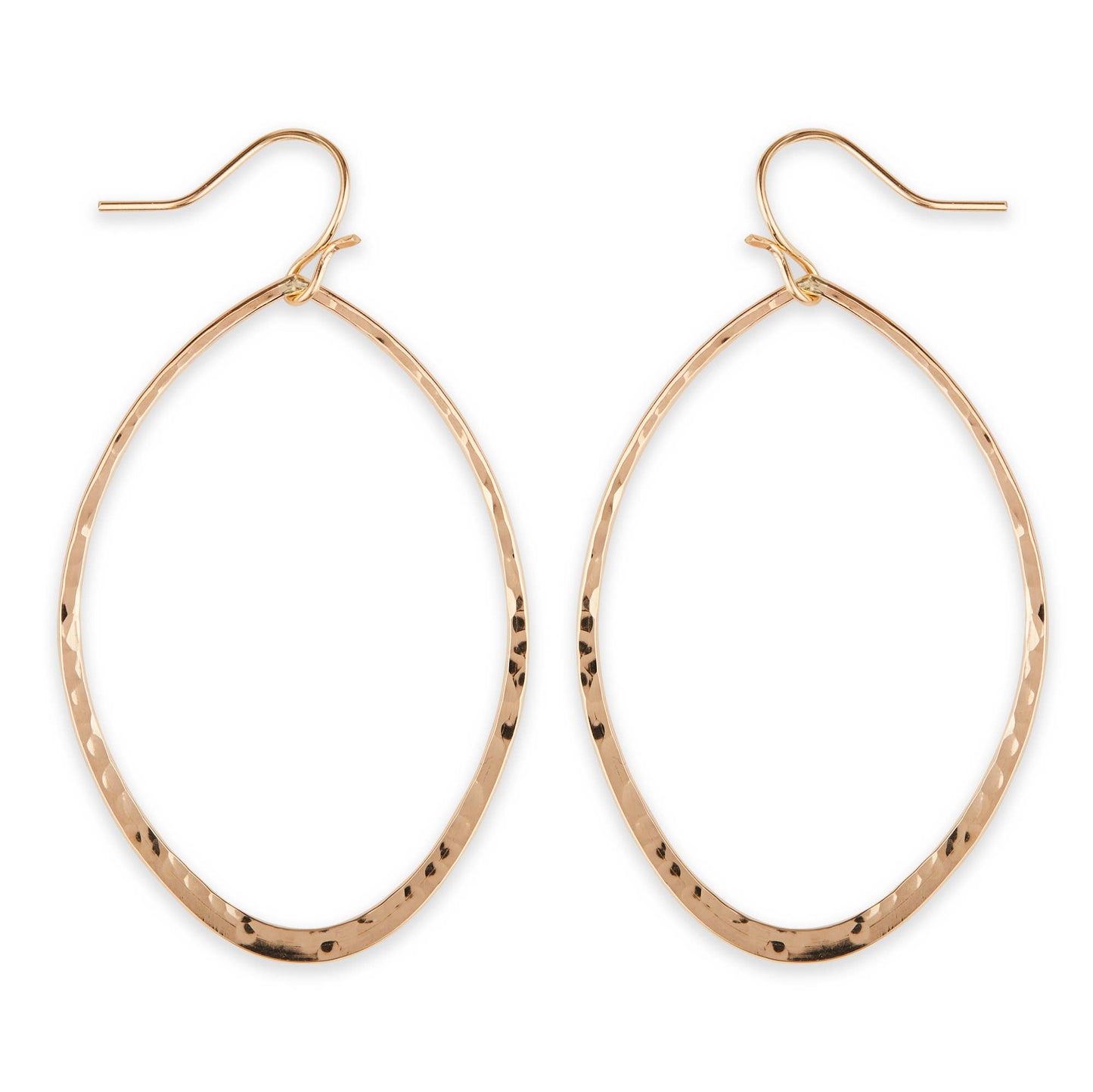 Bold Hammered Oval Link Dangle Earring Sizes 34mm or 48mm
