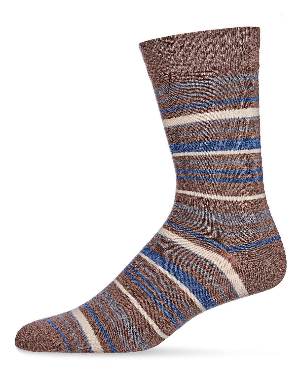 MeMoi Slick Stripes Cashmere Blend Men's Crew Sock