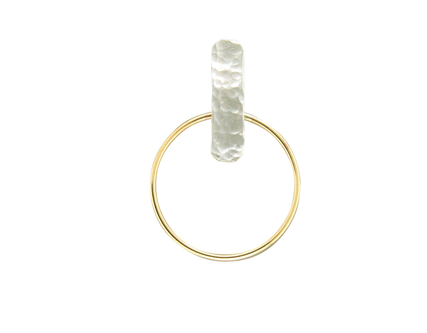 Hammered Bar Dangling Circle Post Earring