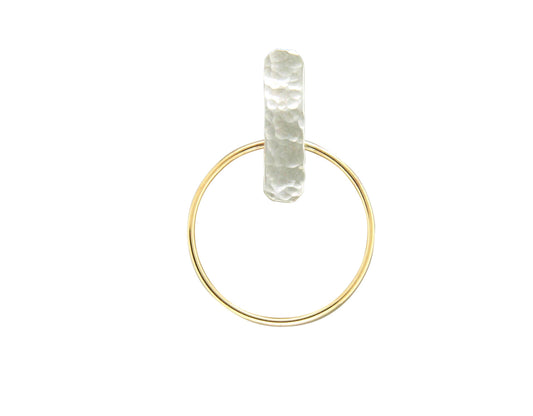 Hammered Bar Dangling Circle Post Earring