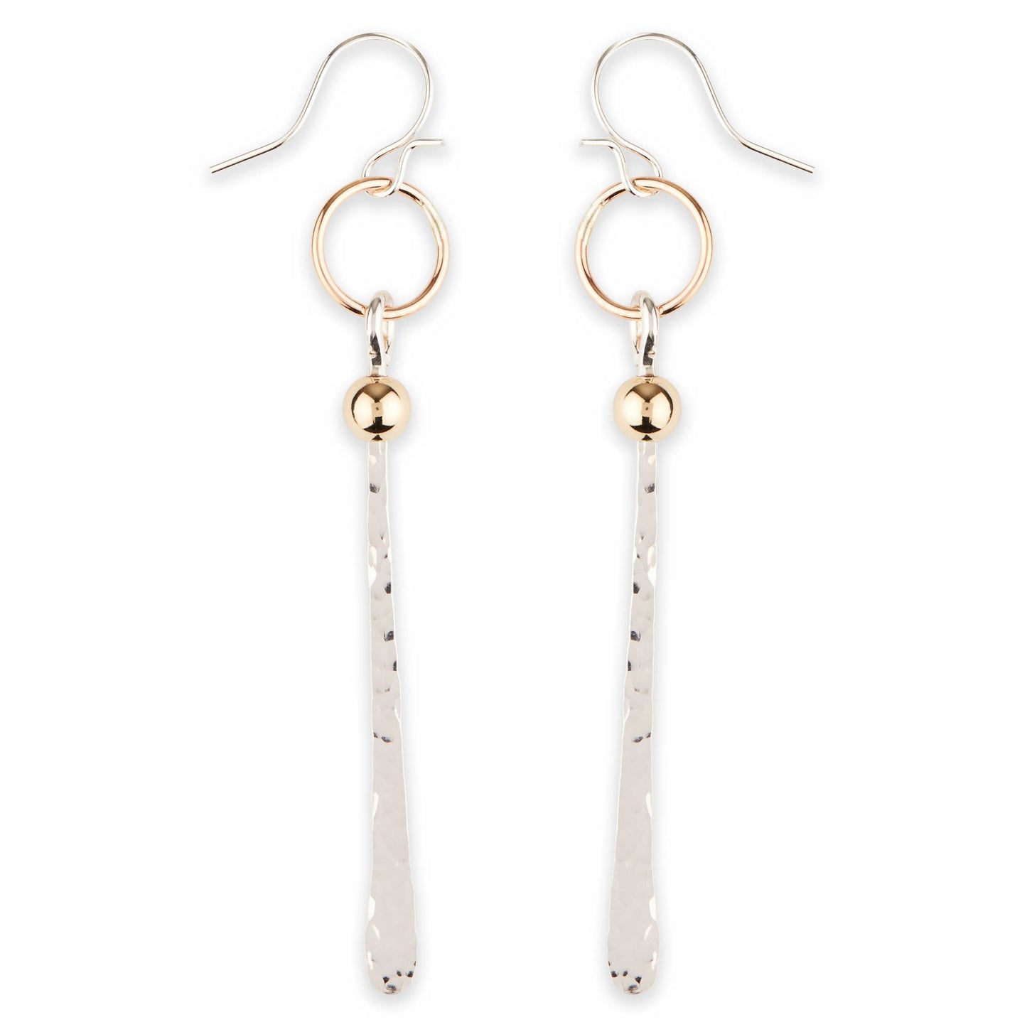 Hammered Paddle with Bead Dangle Earring