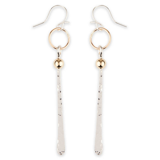 Hammered Paddle with Bead Dangle Earring
