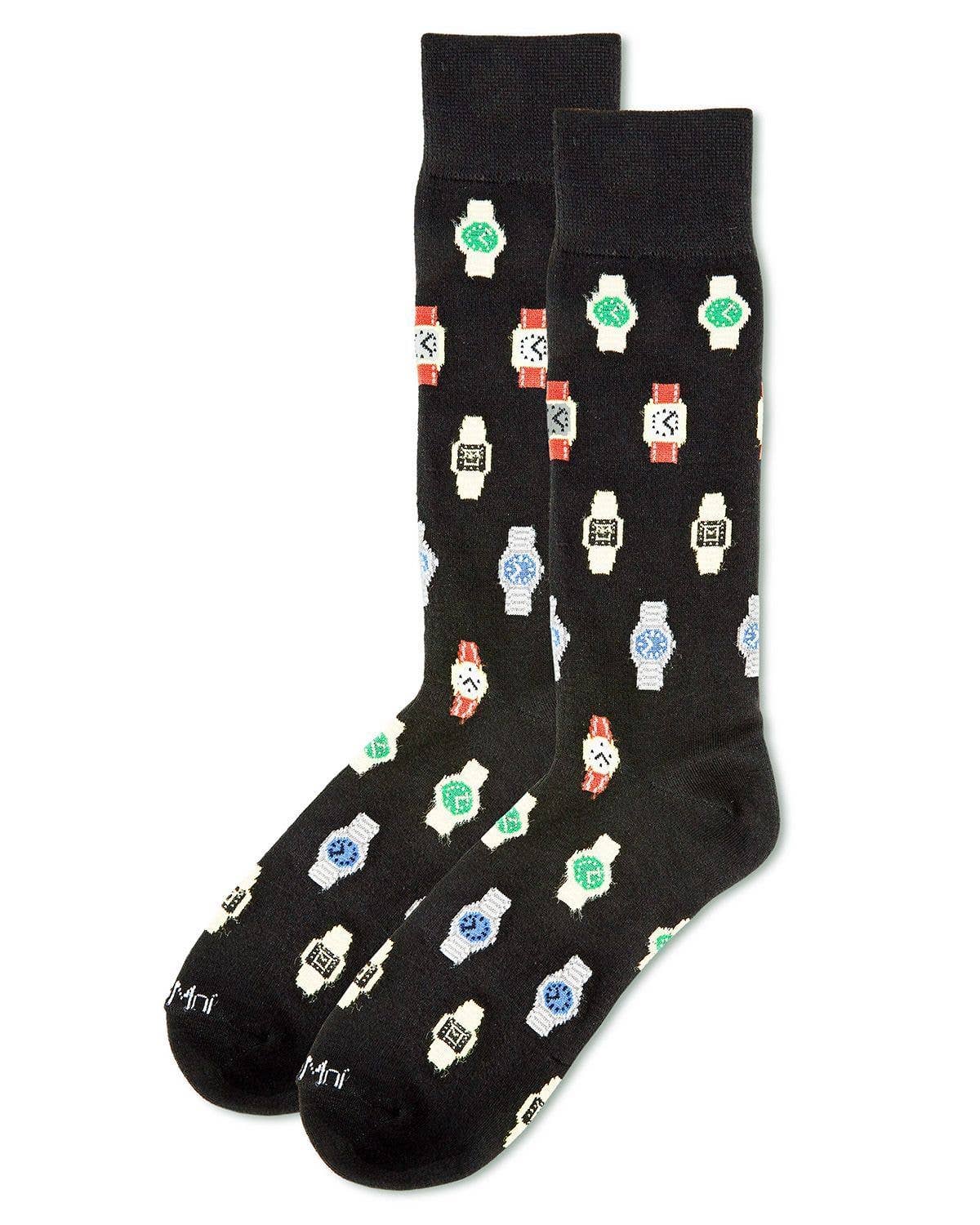 MeMoi Time to Get a Watch Bamboo Blend Men's Crew Socks