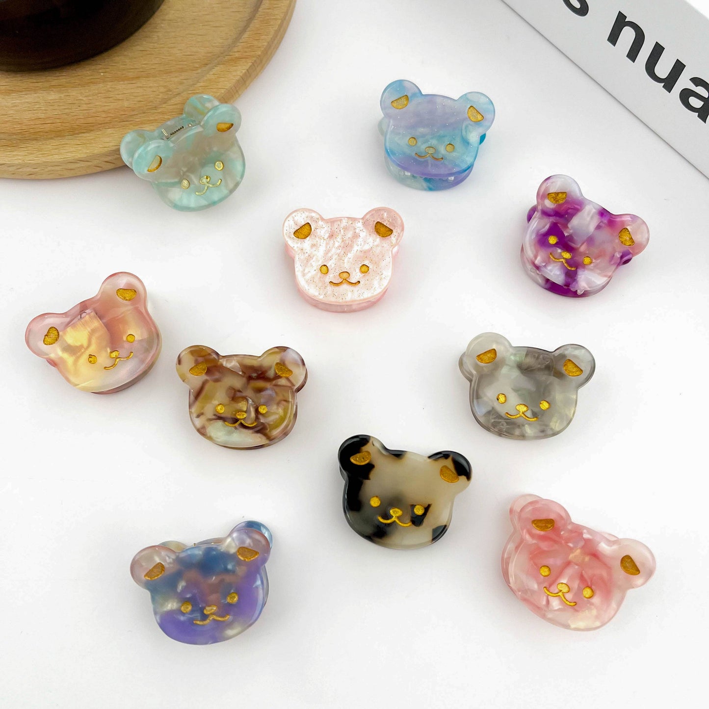 Cute Bear Head Mini Claw Clip, Acetate Children's Hair Clip