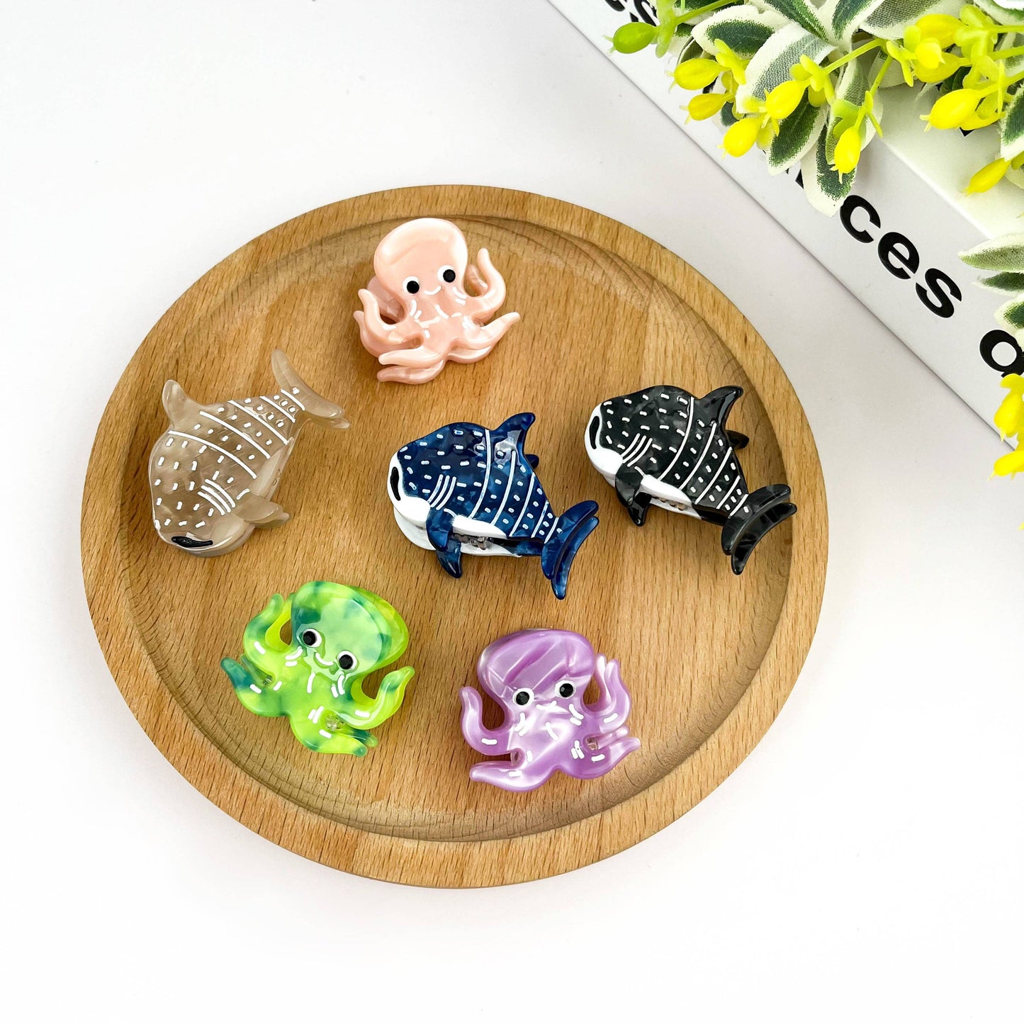Acetate Mini Marine Animal Hair Clip,Shark Octopus Claw Clip