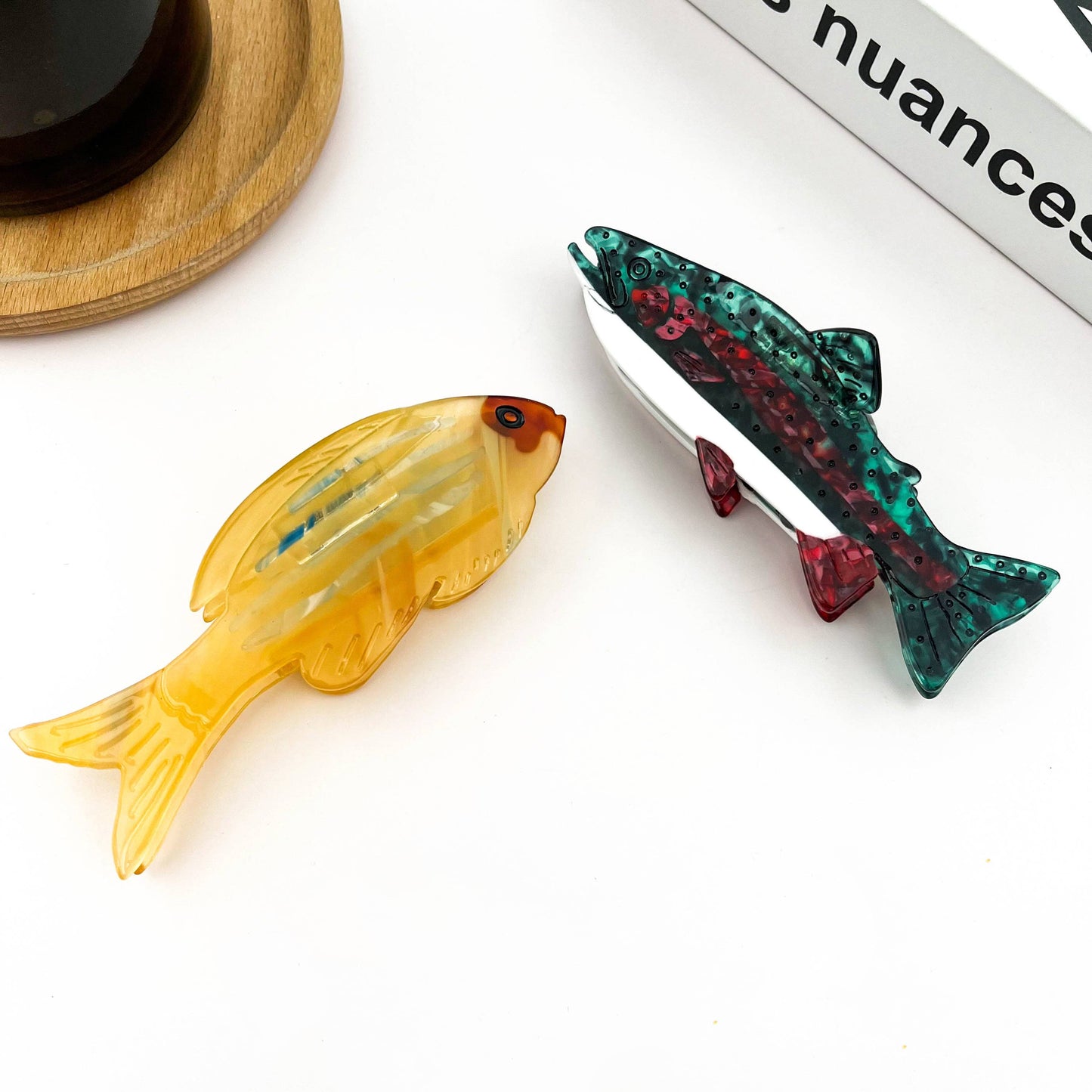 Fish Claw Clips, Rainbow Trout & Blue Line Fish Hair Clip