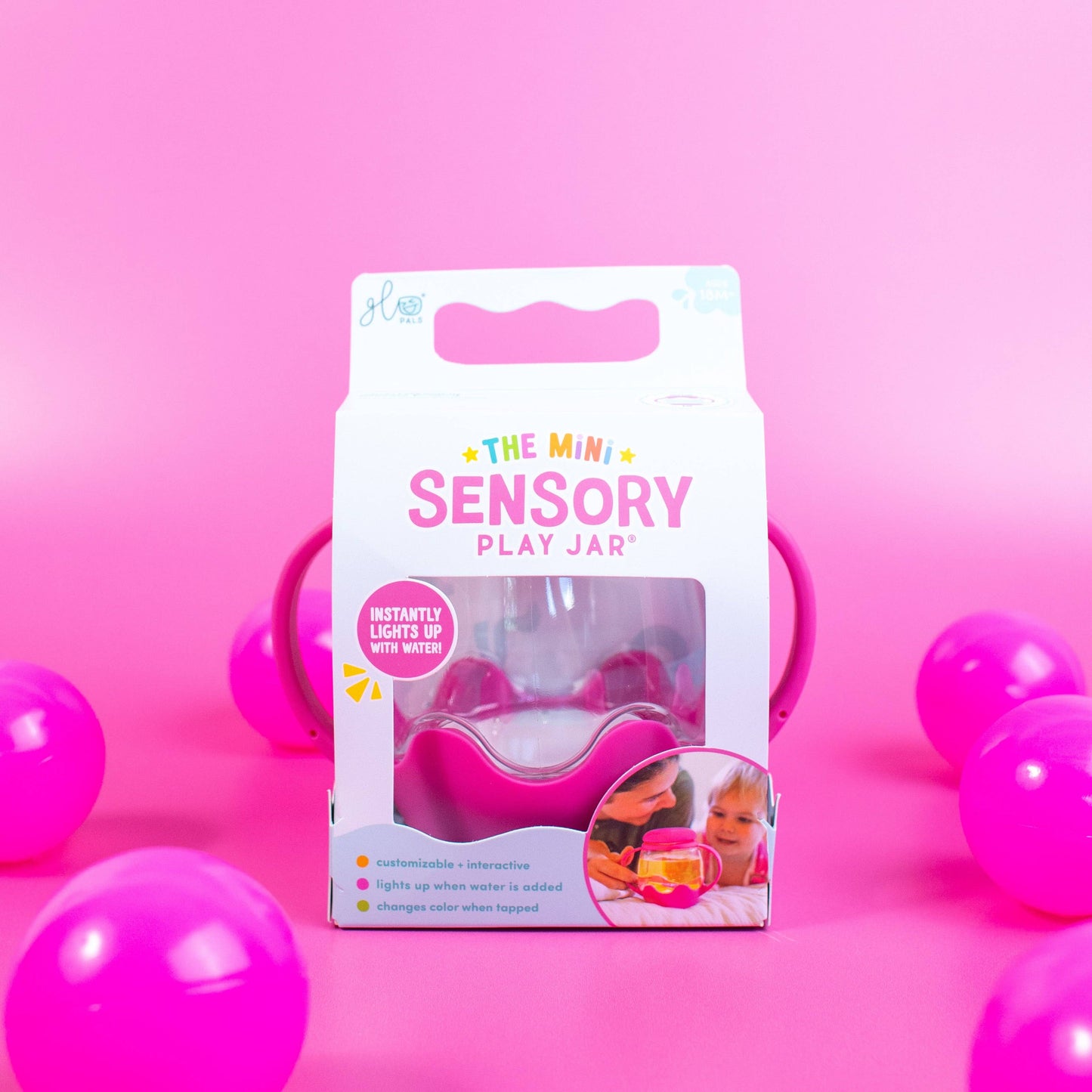Glo Pals Mini Sensory Jar and Silicone Fun Filler Bundle - Pink