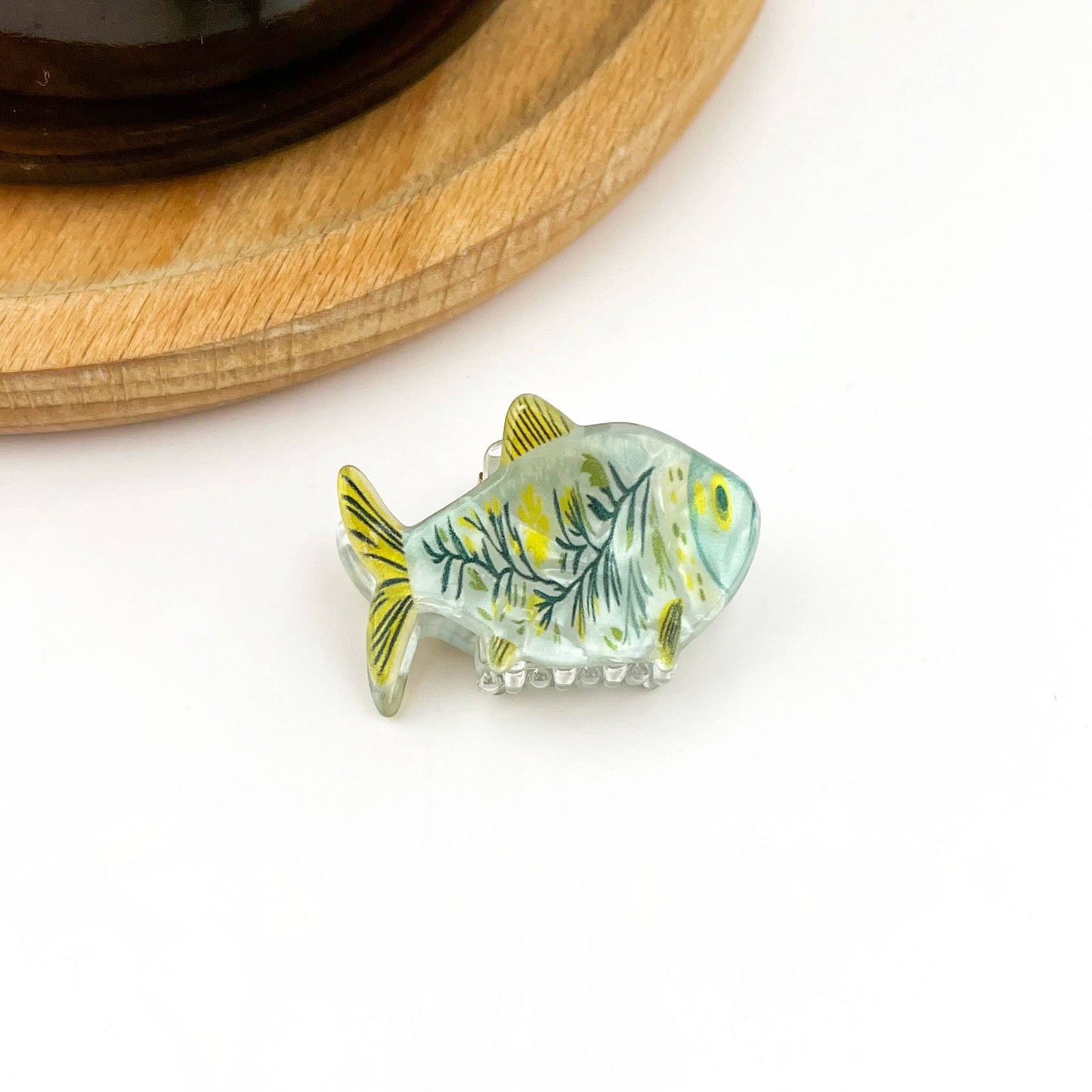 Green Sardine Hair Claw Clip with Seaweed Detail