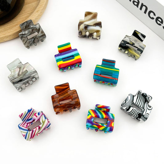 0.98'' Acetate Colorful Striped Mini Hair Claw Clip