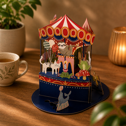 Carousel Animals Message in a Bottle Card