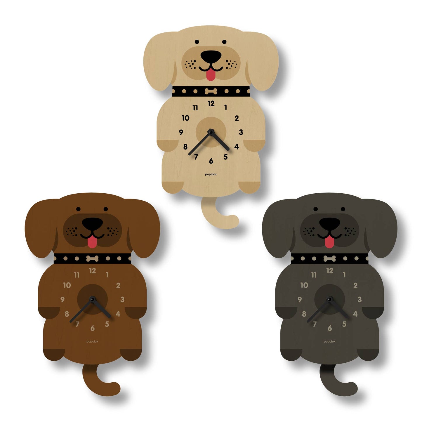 Puppy Pendulum Clock - Wood