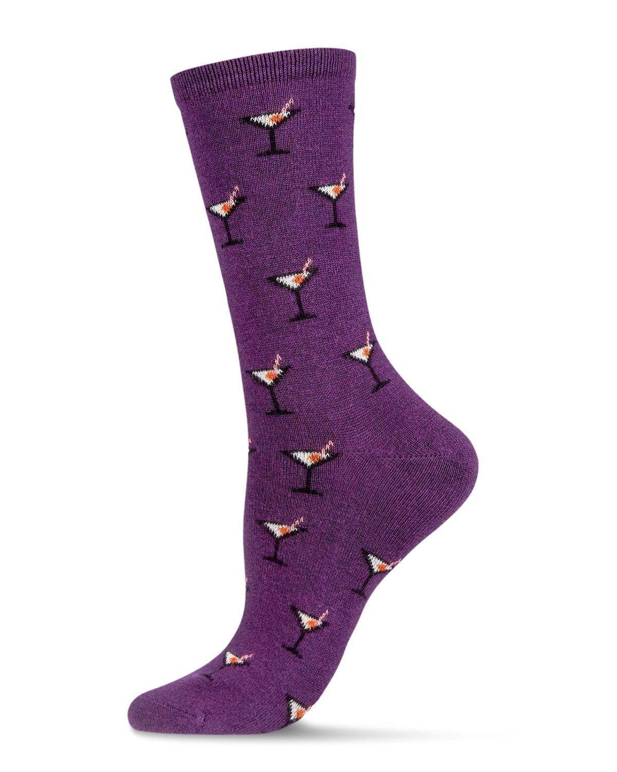 MeMoi Martini Drink Cashmere Blend Crew Socks
