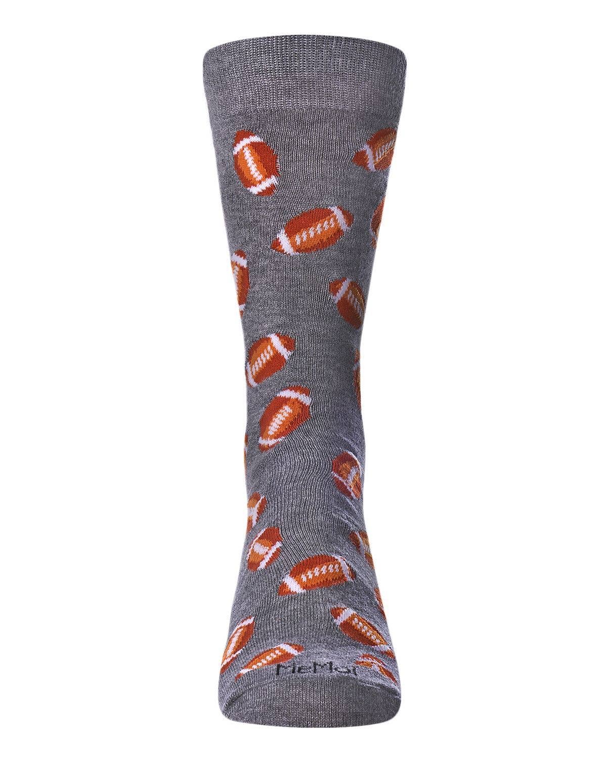 MeMoi Football Bamboo Blend Men's Crew Socks